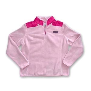 Vineyard Vines | Pink Color Block Fleece 1/4 Zip Pullover